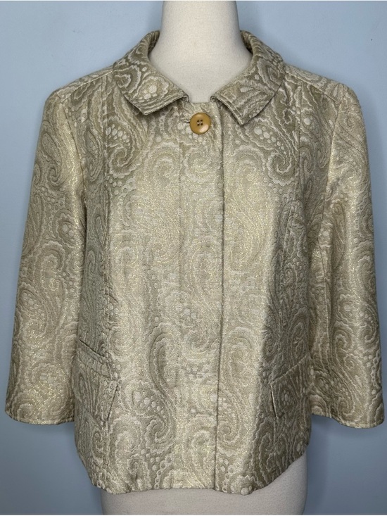 Talbots Jackets & Blazers - Talbots Women’s Gold Brocade Paisley Swing Crop Jacket Blazer Size 14 BNWOT!